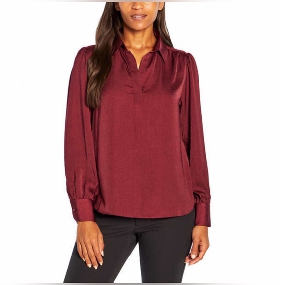 NWT Banana Republic Burgundy Long Sleeve
Satin Pullover - Picture 1 of 11